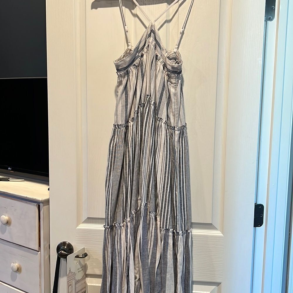 Jcrew summer cotton dress, blue and white stripe